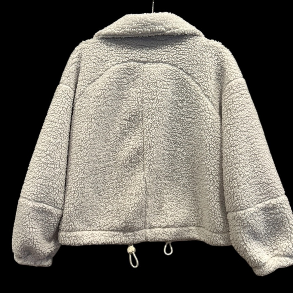 Lululemon Cinchable Fleece Zip-Up Jacket (Like New) Size 10 White Opal - Picture 8 of 12